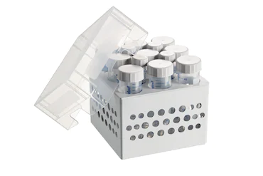 艾本德儲(chǔ)存盒 3 × 3, 可放置 9  個(gè) 50  mL 試管和 4  個(gè) 15  mL 試管，2  件，高 127  mm，5  英寸，聚丙烯材料，可耐受最低 -86  °C，高溫高壓滅菌，帶蓋子